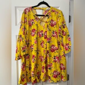 Umgee Yellow Floral Mini Dress